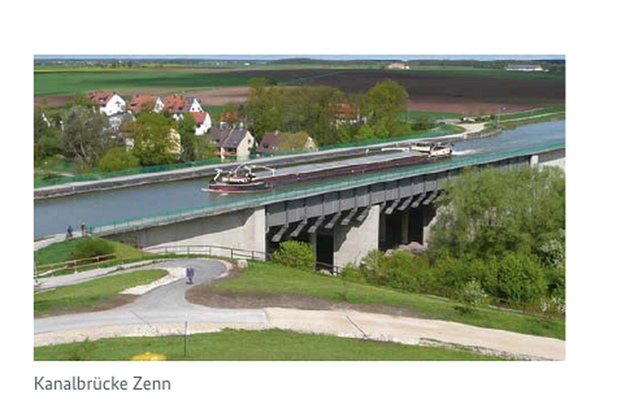 Kanalbrücke / Trogbrücke - ein Kanal wird über ein anderes Gewässer geführt.